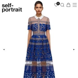 Self-Portrait Royal Blue Lace Midi Dress